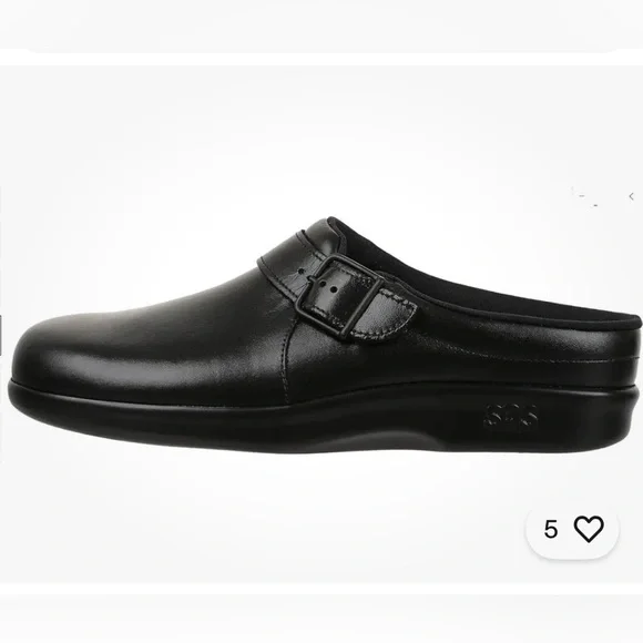 SAS Clog slip on Classic Black Leather Loafers - Picture 2 of 10